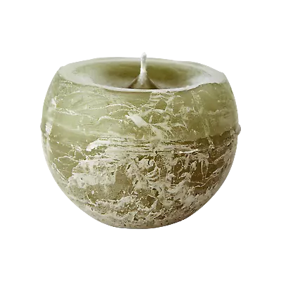 Small Moss Green Coloured Ball Candle Rustic Round Olive Green Candle Gift • £9.50