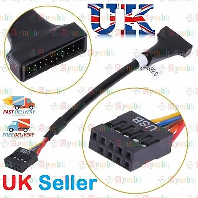 £3.29 • Buy 9Pin USB2.0 Female Port To 20Pin USB3.0 Male Motherboard Header Converter Cable 