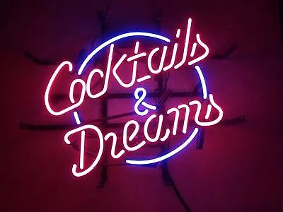 Cocktails And Dreams Martini 17 X14  Neon Light Sign Lamp Beer Bar Glass Decor • $99.99