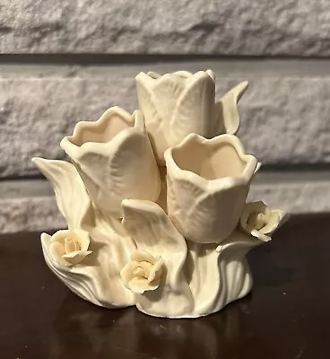 I W Rice Lipstick Holder Vanity Porcelain Accessory Vintage Floral Tulip K1 • $18