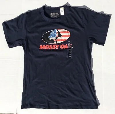 Mossy Oak Men's Short Sleeve Navy T-Shirt With American Flag Tree Logo • $11.99