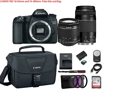 Canon EOS 70D 20.2MP DSLR Camera 2 Lens Special Bundle With All Accessories! • $599.99