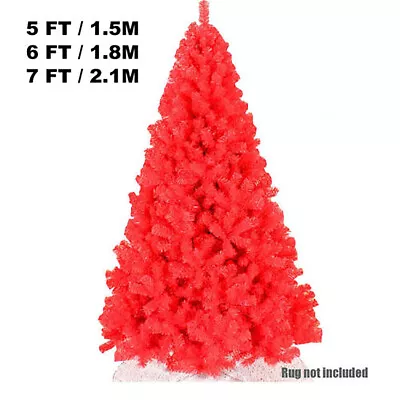  5/6/7FT Red Christmas Tree Lush Branches Metal Stand Xmas Home Decoration • $99.99