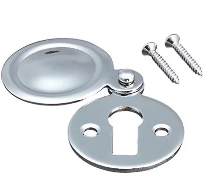 £3.08 • Buy Keyhole Swing Cover Chrome Plain Escutcheon Key Covered Plate Door Lock Cylinder