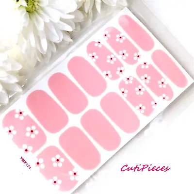 Nail Art Self Adhesive Full Polish Wrap Stickers Pink Daisy Flowers Decal X171 • £2.65