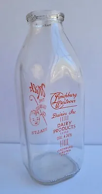 Vintage Lynchburg Virginia Westover Dairies Inc Milk Bottle Glass Quart Orange  • $10