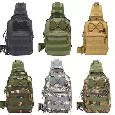 Mens Backpack Tactical Sling Shoulder Bag Molle Travel Chest Pack Outdoor Hiking • $15.19