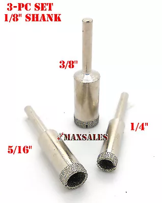 3pc Diamond Hole Saw Drill Bit Ceramic Tile Marble Glass Granite 1/8  SHANK  • $10.99