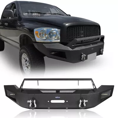 Black Steel Front Bumper W/Led Lights & Grill Guard For 2006-2008 Dodge Ram 1500 • $599.19