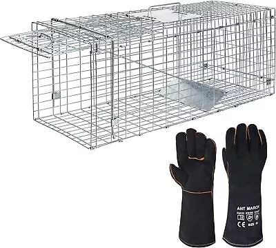 Live Animal Cage Trap 32 X11.5 X13  Humane Rodent Raccoon Cage W/Iron Door • $42.99