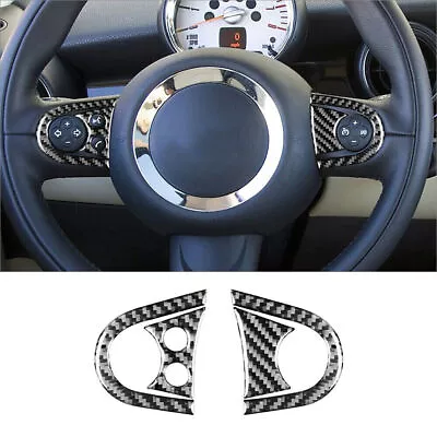 For Mini Cooper 2007-2010 Carbon Fiber Interior Steering Wheel Button Cover Trim • $9.92