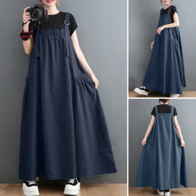 $38.35 • Buy ZANZEA Womens Sleeveless Dungaree Jumpsuit Sundress Jeans Party Pinafore Dresses