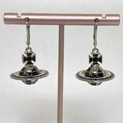 Vivienne Westwood Galileo Orb Earrings Black Silver Jewelry Outlet Authentic • $108.99