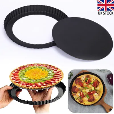 9 Inch Flan Tin Tart Pie Pan Fluted Cakes Baking Tray Non-Stick Loose Base Round • £8.99