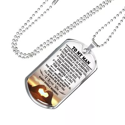 To My Man Dog Tag Necklace Custom - I Love You Pendant Gifts For Men • $34.95