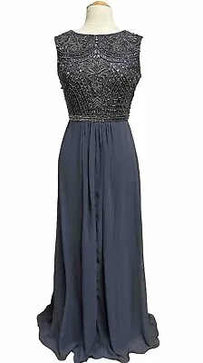Aidan Mattox Evening Gown Beaded Gray Size 2 NWT • $199