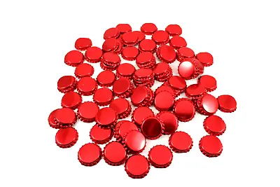 100  MET RED Crown Cap Bottle Metal Lid Tops PET & Glass Home Brew Beer Bottles • £2.99