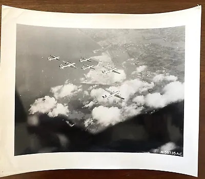 US Army Photo A-58735 AC Formation Of B-29 Over Japanese Installation  • $32.50