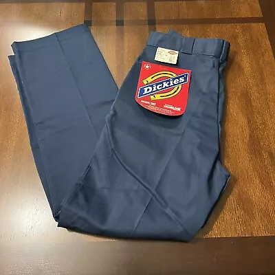 NWT Vintage Made In USA Dickies Pants Work Workwear Navy Blue Measures 34x33 • $66