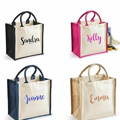 Personalised Midi Jute Tote Canvas Holiday Shopping Gift Bag PERFECT GIFT- New • £12.99