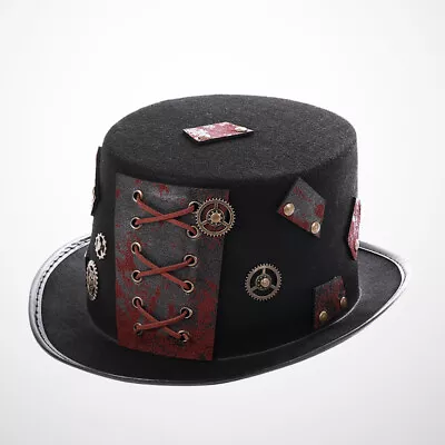  Black Cowboy Hat For Women Vintage Steampunk Cylinder Women's Hats & Caps • $19.56