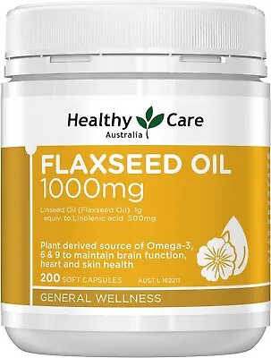 Super Flaxseed Oil 1000mg 200 Capsules Plant-derived Source Of Omega 3 6 &9 • $25.90