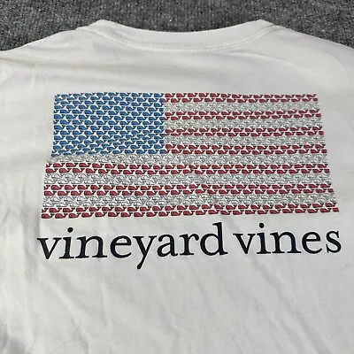 Vineyard Vines Shirt Womens Small White Long Sleeve American Flag USA Whale S • $12.98