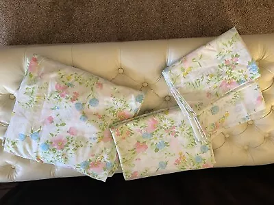 Vintage  JC Penney Full Size Floral Sheet Set Flat Fitted Pillowcases • $29.99