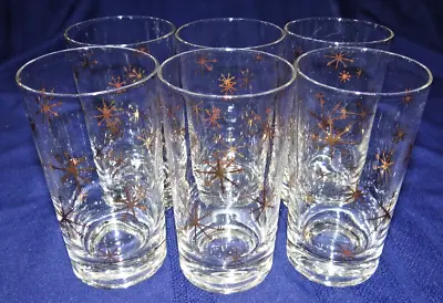 Set Of 6 Royal China Star Glow Atomic Starburst MCM 8 Oz Tumblers 4 3/4   Vtg • $74.99