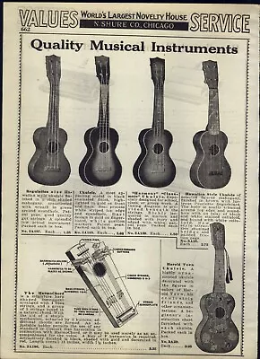 1934 PAPER AD 5 PG Ukulele HarmoChord Gretsch Banjo Tenor Guitar Mandolin Lute • $39.99