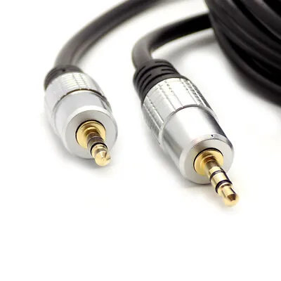 Aux Cable Audio Lead 3.5mm GOLD Gold Connector TRS Shielded - Car IPhone 1- 20m • £3.95