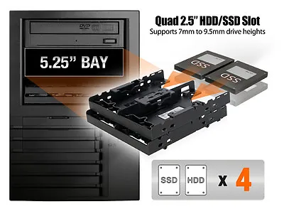 New ICY Dock FLEX-FIT Quattro MB344SP 4x 2.5  HDD SSD Bracket For 5.25” Bay • £27.59