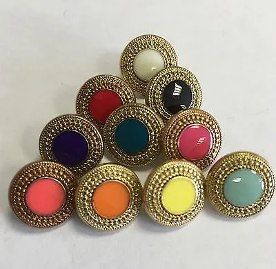 Gold / Coloured Epoxy Shank Buttons 22L/13mm 10 Colours (Pack Of 10) • £2.75