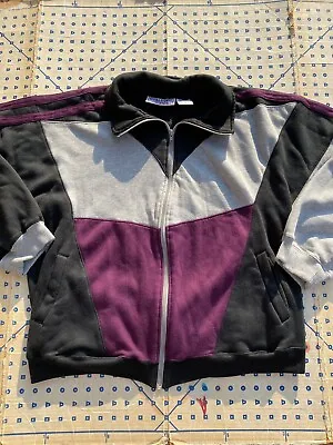 Vintage Spalding Size Large Jacket Full Zip Retro Purple/Black/Gray No Flaws • $20