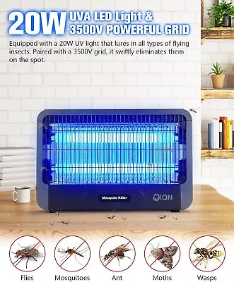 Bug Zapper Indoor Electric Fly Mosquito Traps Zapper Killer -20W High-Efficienc • $21.88