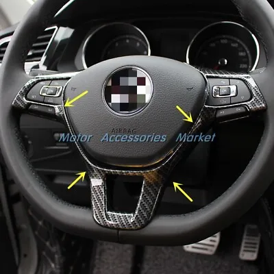 Carbon Fiber Style Steering Wheel Cover Trim For VW Atlas Passat Tiguan Jetta • $28