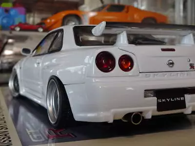 Custom Watanabe Specification Aa 1/18 Nissan Skyline R34 Gt-R V-Specii Ified Whi • £354.28