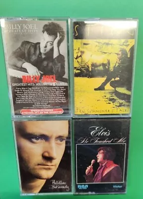 Tested 4 Cassette Tapes Sting Billy Joel Elvis Phil Collins Easy Listening Rock • $5