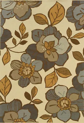 Ivory Patio Magnolia Flowers Branches Floral Area Rug 9448M - Aprx 1' 9  X 3' 9  • $47.67