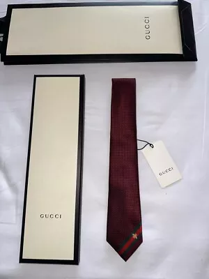 Gucci Men's Bee Web Red 100% Silk Tie Widest 2.75  Nwt • $129.99