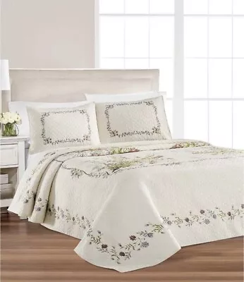 Martha Stewart Collection Floral Bouquet Queen Floor Length Bedspread Coverlet • $69