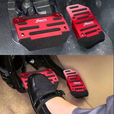 Universal Non-slip Sport Brake Rest Pedal Brake Pad Covers Red Aluminum • $11.39