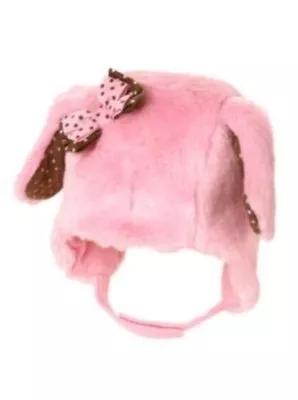 GYMBOREE POLKA DOT PUPPY PINK DOG FUR W/ BOW TRAPPER HAT 0 3 6 12 18 24 NWT • $4.99