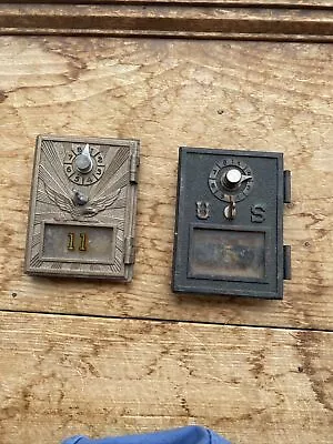 2 Vintage U.S. Post Office Brass Mail Box Doors Flying Eagle & Early US NO RESV • $9.50