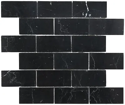 Simple Tile - Marble Mosaic Tile  2 X4  Brick Collection  Nero Marquina Polished • $6.99