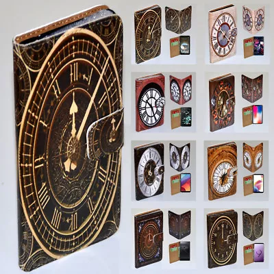$13.98 • Buy For Sony Xperia Series Vintage Clock Theme Print Wallet Mobile Phone Case Cover