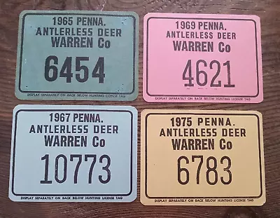 Lot Of PA Pennsylvania Antlerless Deer Warren Co Doe Hunting License 1965 - 1975 • $14.99