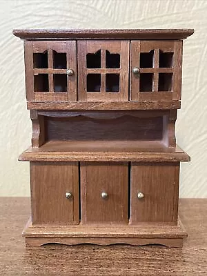 Vintage Dollhouse Miniature Wood China Cabinet Cupboard-Toy-5 Doors-Furniture • $14.95