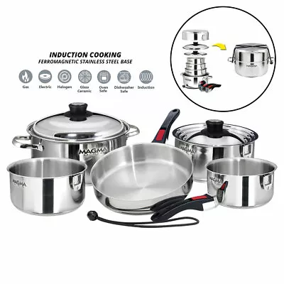 Magma A10-360L-IND 10pc Stainless Steel Nesting Induction Cookware Set Boat RV • $259.99