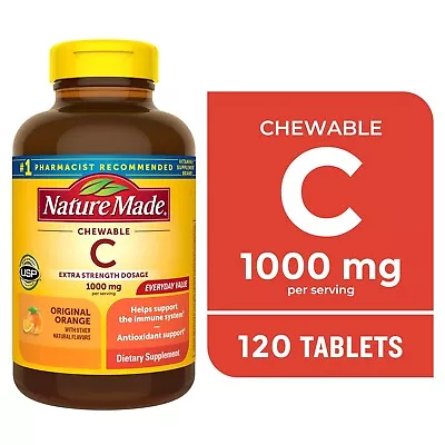 Extra Strength Dosage Chewable Vitamin C 1000 Mg Per Serving Tablets 120 Count • $15.30